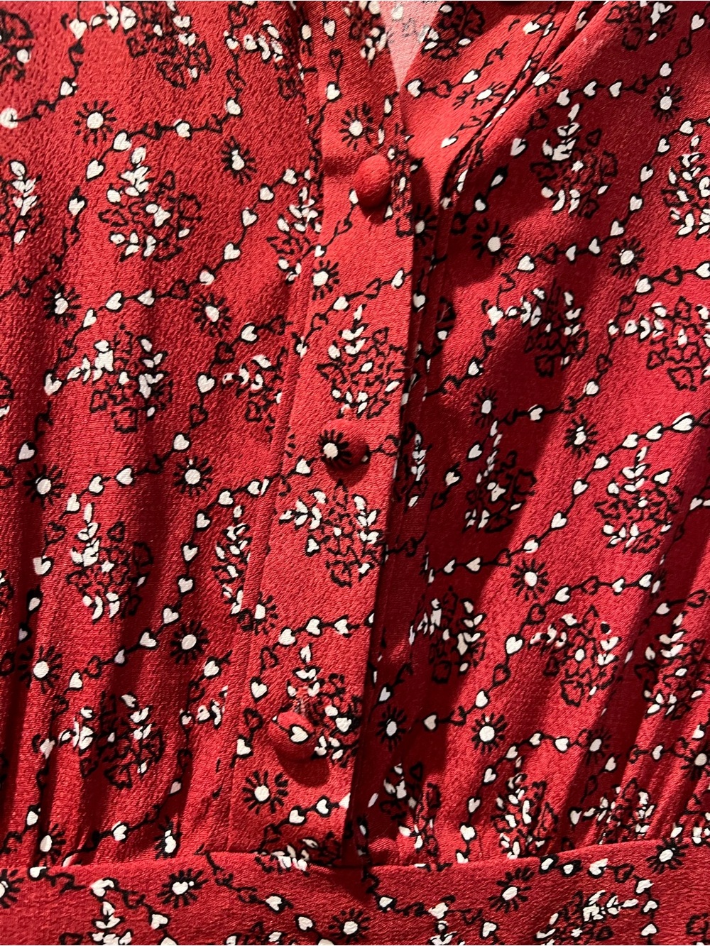 &Other Stories Womens Red Floral Button-Front Midi Dress S 4 36 - Picture 5 of 5